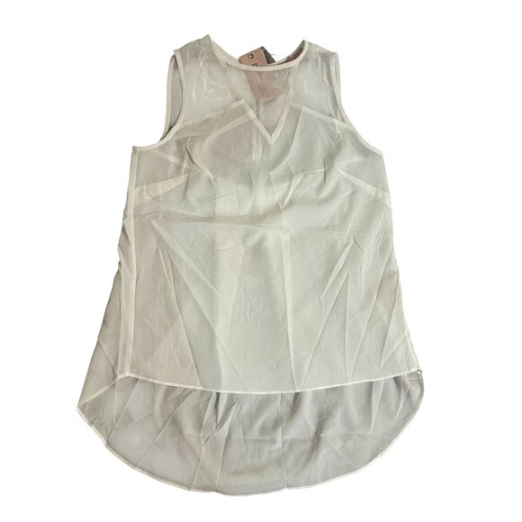 Sleeveless Sheer White Blouse V-Neck High-Low Hem XS Philosophy - Picture 1 of 7